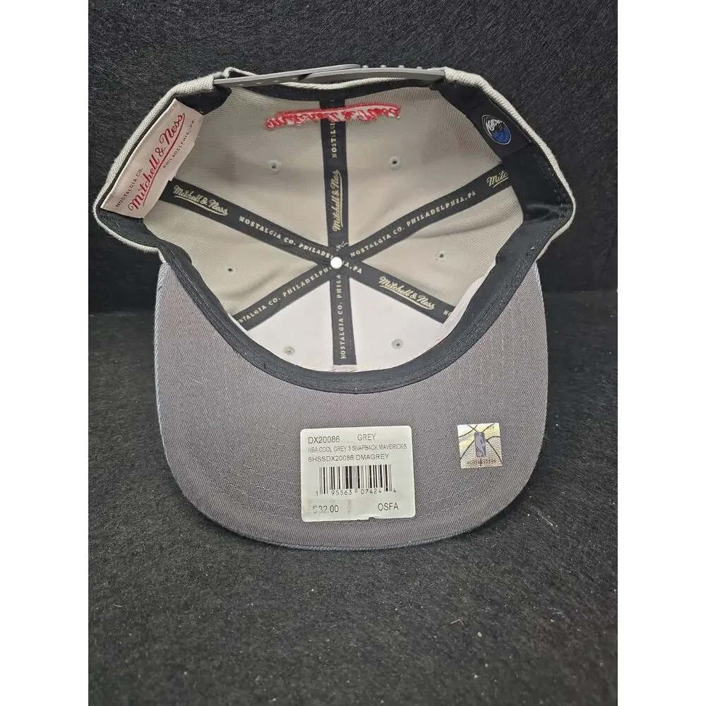 Mitchell & Ness Atlanta Hawks Cool Grey Snapback Hat Cap Retro Logo Red Yellow